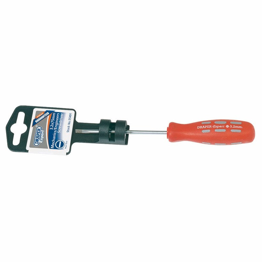 DRAPER 55491 - 3.2mm x 75mm Plain Slot Parallel Tip Mechanics Screwdriver