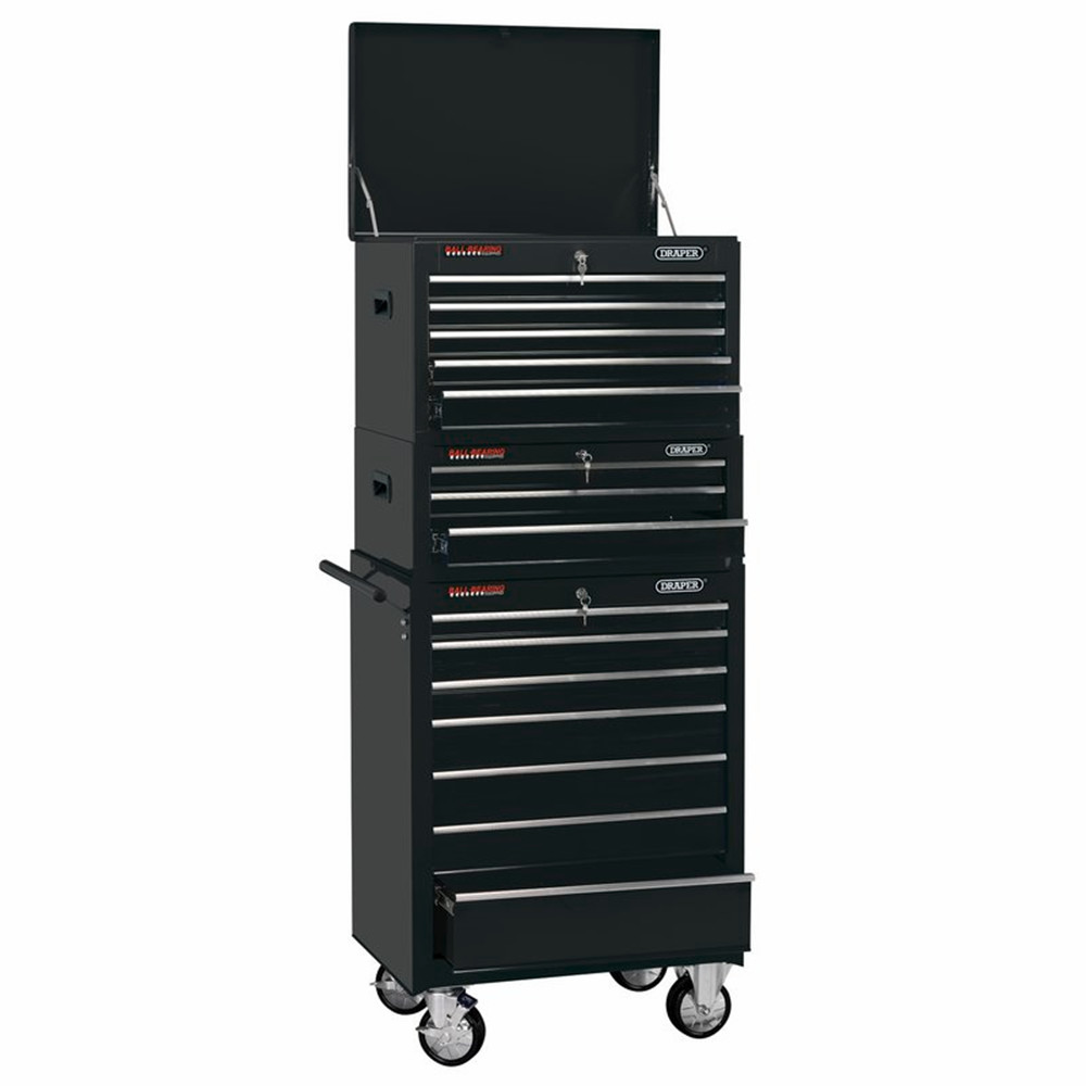 Draper COMBI TOOL CHEST - BLACK 04594 26" Combination Roller Cabinet and Tool Chest (15 Drawers)