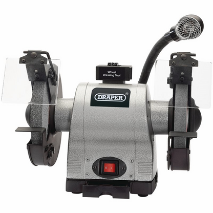 Draper 8H/D B/GRINDER C/W LIGHT 230V 05097 200mm Heavy Duty Bench Grinder with Worklight (550W)