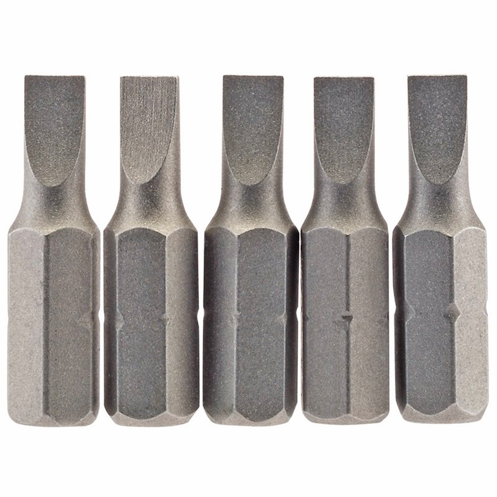 Draper 5PC 25MM 4.5MM P.SLOT.S/D BIT 64008 1/4" Hex. Plain Slot E Shank Insert Bits