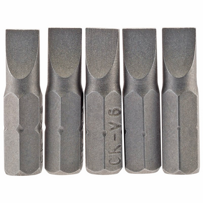 Draper 5PC 25MM 6.0MM P.SLOT.S/D BIT 64011 1/4" Hex. Plain Slot E Shank Insert Bits
