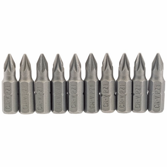 Draper 10PC 25MM NO1 PZ.S/D BIT 64047 1/4" Hex. PZ TYPE E Shank Insert Bits