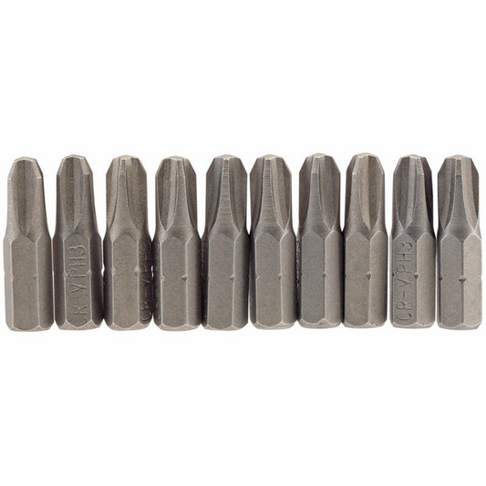 Draper 10PC 25MM NO3 C.SLOT S/D BIT 64087 1/4" Hex. Cross Slot E Shank Insert Bits