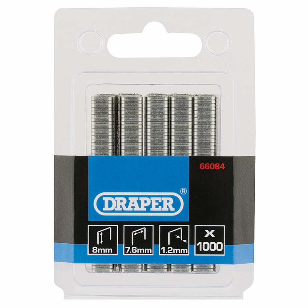 Draper 8MM 7.55MM STAPLES (BOX 1000) 66084 Heavy Duty Steel Staples