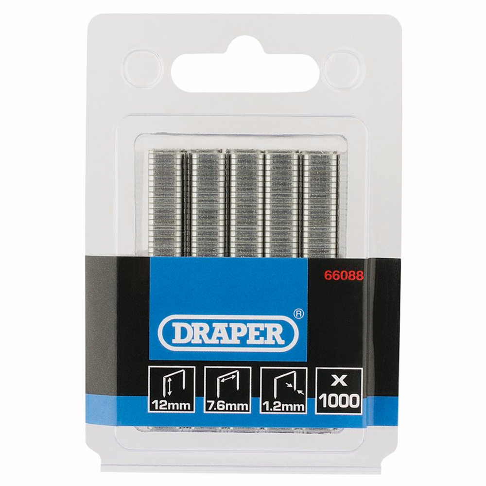 Draper 12MM 7.55MM STAPLES (BOX 1000) 66088 Wiring Cable/Tacker (Low Voltage Wires Only)