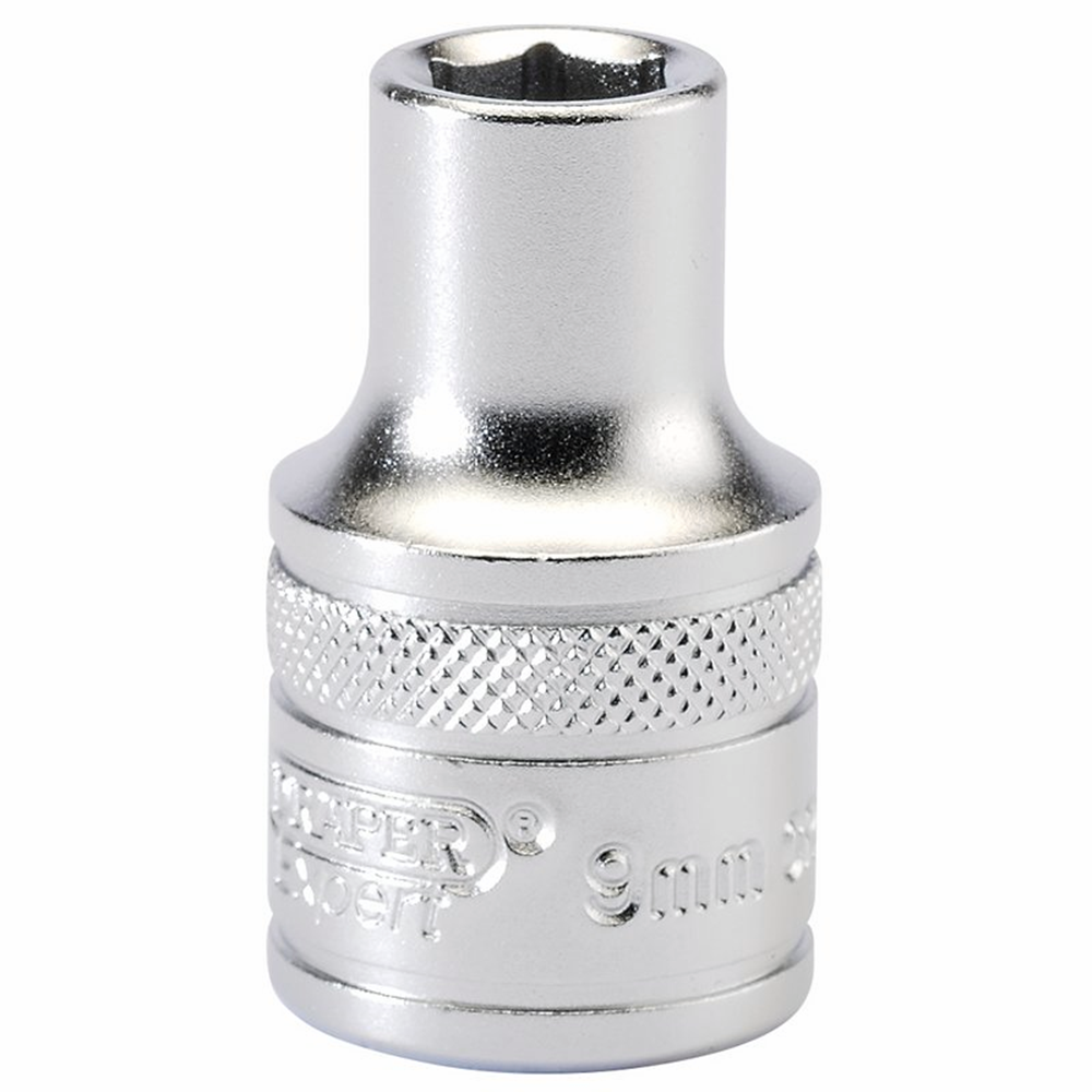 Draper 9MM 6PT SOCKET 1/2 DR-PCKD 16597 1/2" Sq. Dr. Metric Sockets (Micro Satin Chrome)