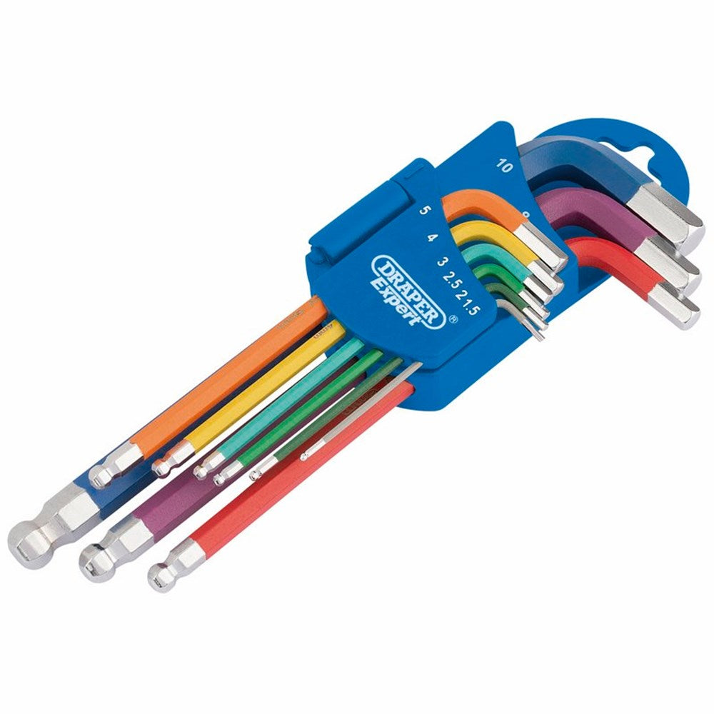DRAPER 66132 - Metric Coloured Hex. and Ball End Key Set (9 Piece)