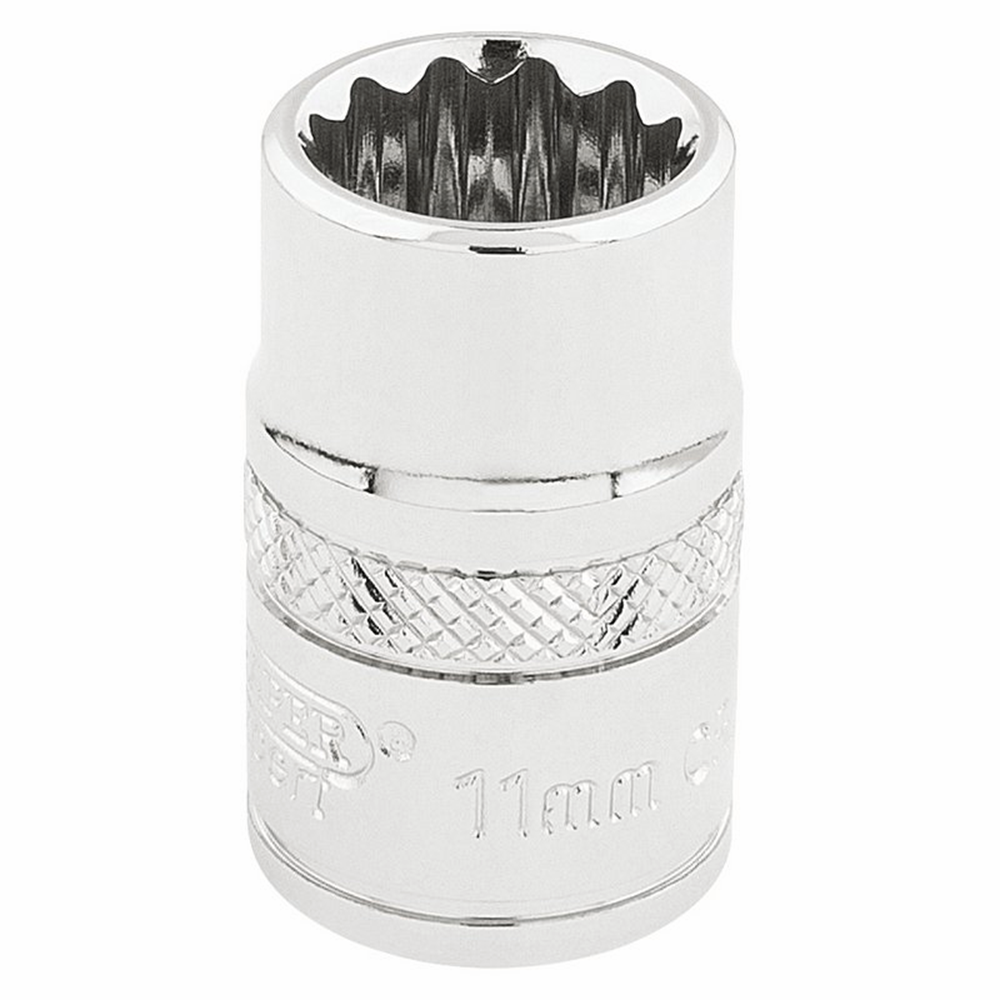 Draper 11MM 12POINT SOCKET 3/8DR-PCKD 32771 3/8" Sq. Dr. Metric Sockets (Polished Chrome)