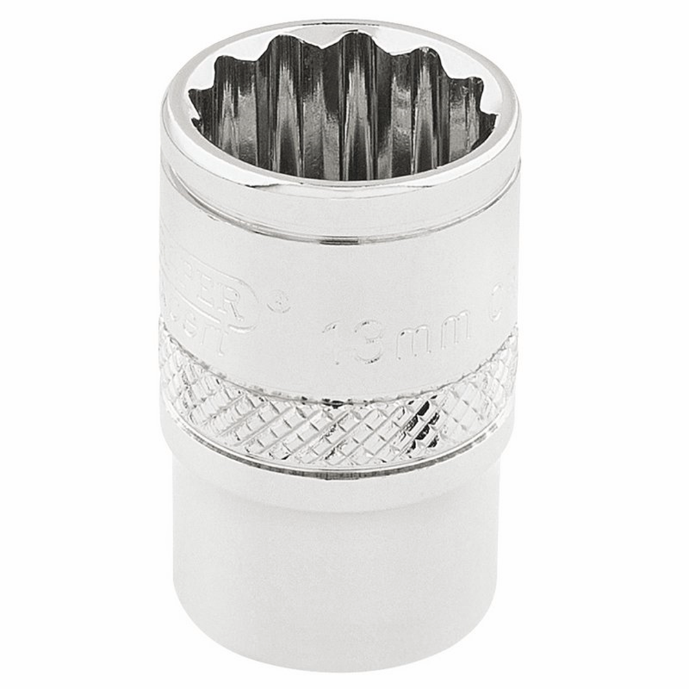 Draper 13MM 12POINT SOCKET 3/8DR-PCKD 32776 3/8" Sq. Dr. Metric Sockets (Polished Chrome)