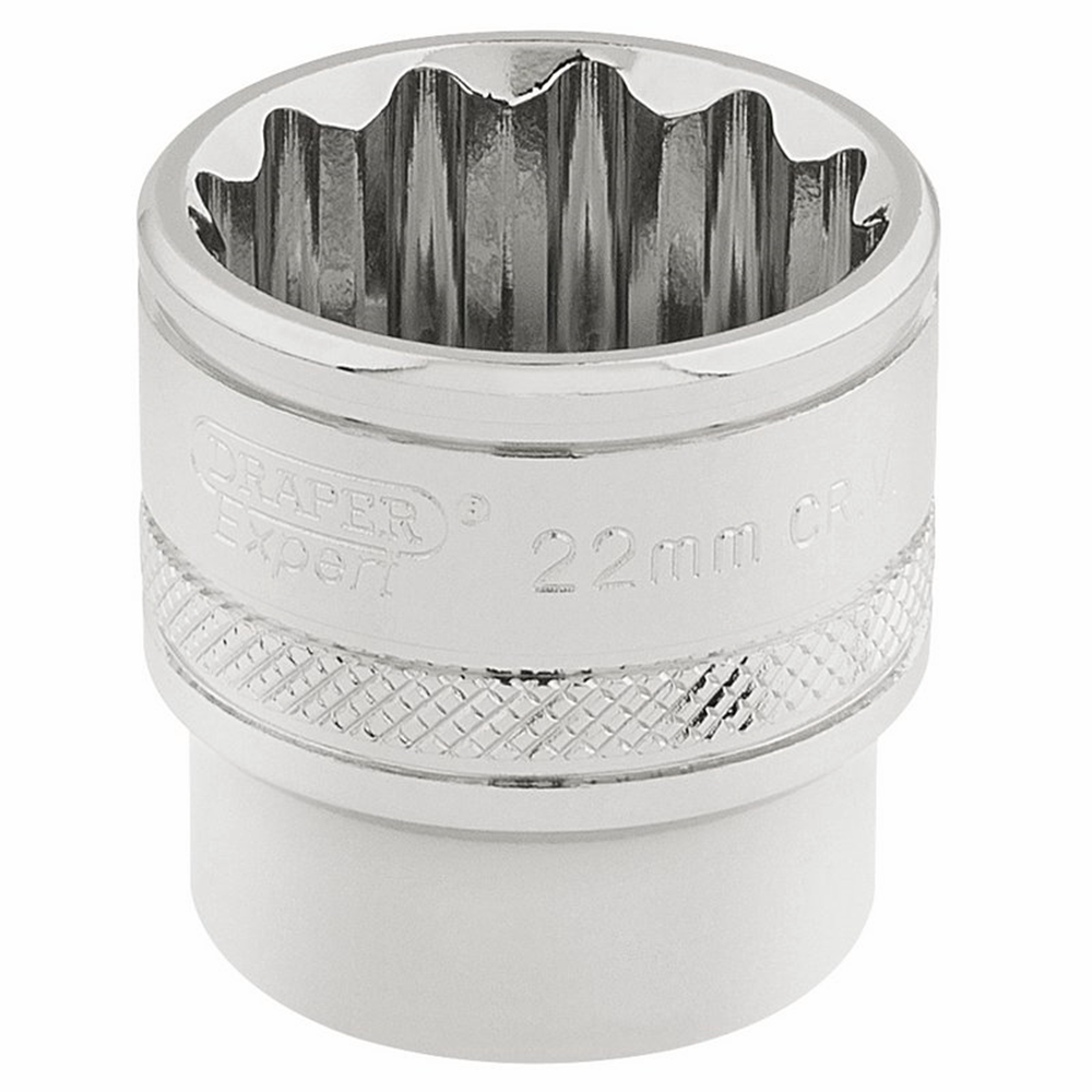 Draper 22MM 12POINT SOCKET 3/8DR-PCKD 32800 3/8" Sq. Dr. Metric Sockets (Polished Chrome)