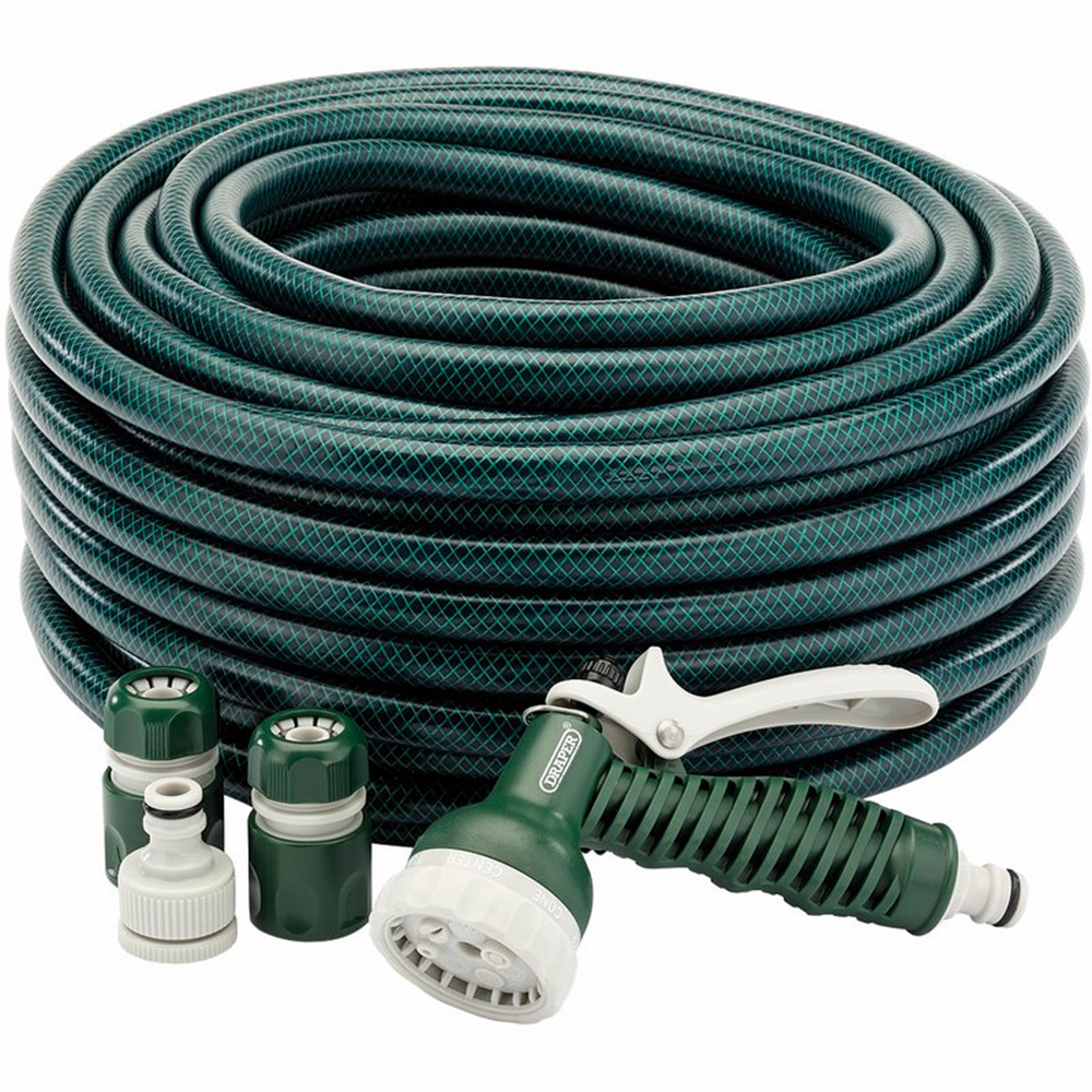 Draper 30M GREEN HOSE C/W STARTER KIT 56447 Garden Hose Kit (30m)