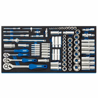 Draper 84PC 1/43/81/2 SOCKET SET 63540 1/4", 3/8", and 1/2" Socket Set in Full Drawer EVA Insert Tray (84 Piece)