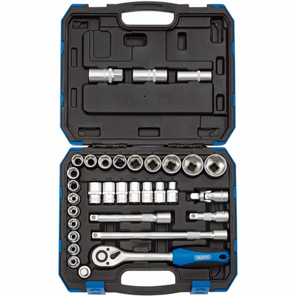 Draper DRAPER 1/2 SOCKET SET 33PC 16363 1/2" Sq. Dr. Combined MM/AF Socket Set (33 Piece)