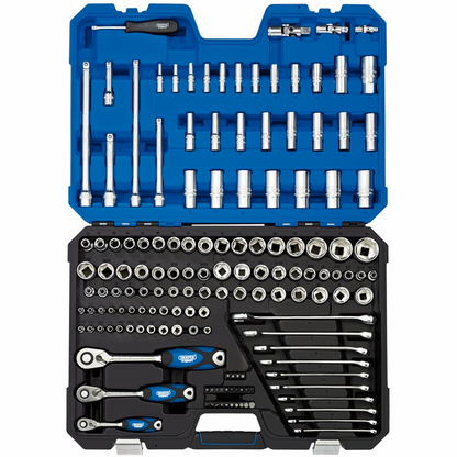 Draper 150PC1/4 3/8 1/2 SOCKET SET 16460 MM/AF Combined Socket Set, 1/4", 3/8" and 1/2" Sq. Dr. (150 Piece)