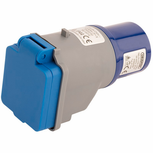 Draper 16A TO 13A MOLDED ADAPTOR 17574 230V Adaptor (16A Plug to 13A Socket)