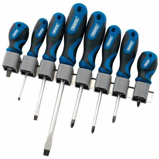 Draper 8 PIECE S/DRIVER SET C/W RACK 48933 Soft Grip Screwdriver Set (8 Piece)