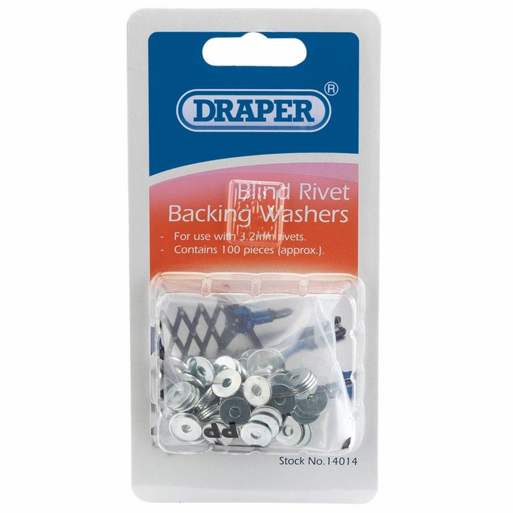 DRAPER 14014 - Rivet Backing Washers, 3.2mm (100 Piece)