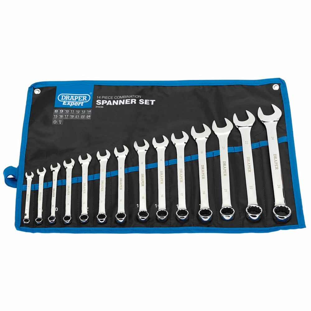 Draper 14PC.COMB SPANNER SET 8-24MM 34236 Draper HI-TORQÂ® Metric Combination Spanner Set (14 Piece)