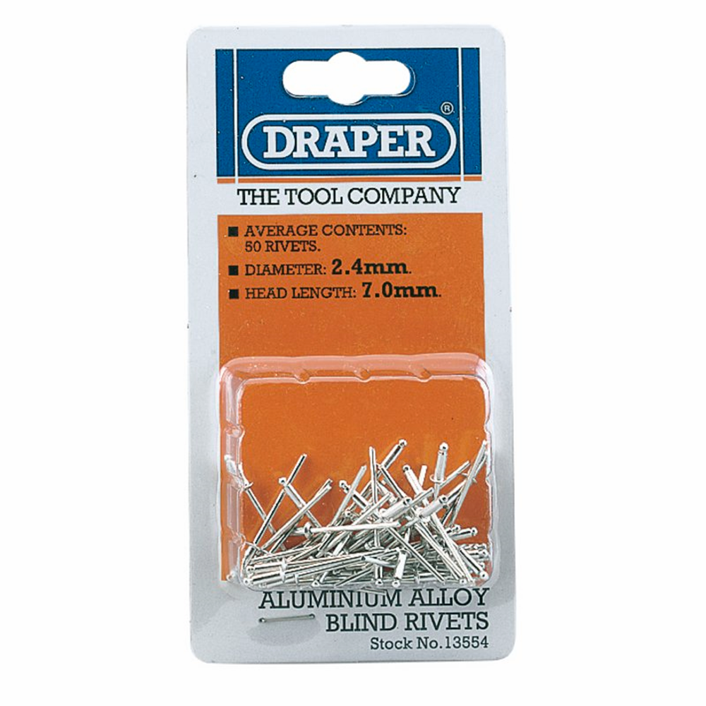 Draper 2.4X7MM RIVET(50 PER CARD) 13554 Blind Rivets