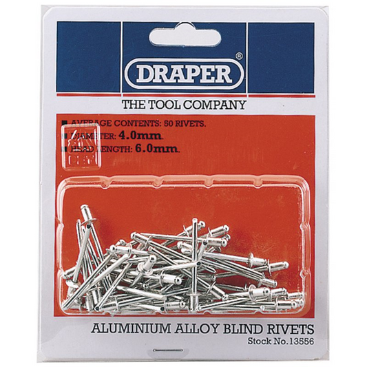 Draper 4X5.6MM RIVET(50 PER CARD) 13556 Blind Rivets