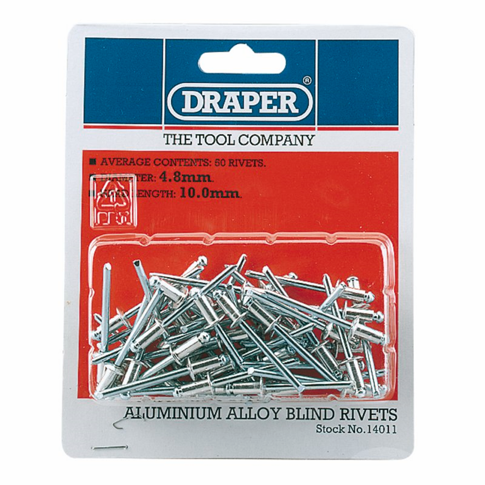 Draper 4.8X10MM RIVET-(50 PER CARD) 14011 Blind Rivets