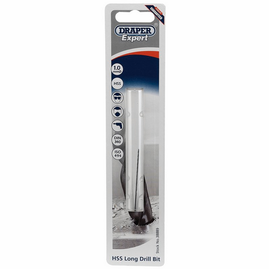 Draper 1.0X56.0MM L/SERIES DRILL BIT 38889 Metric HSS Long Series Drill Bits