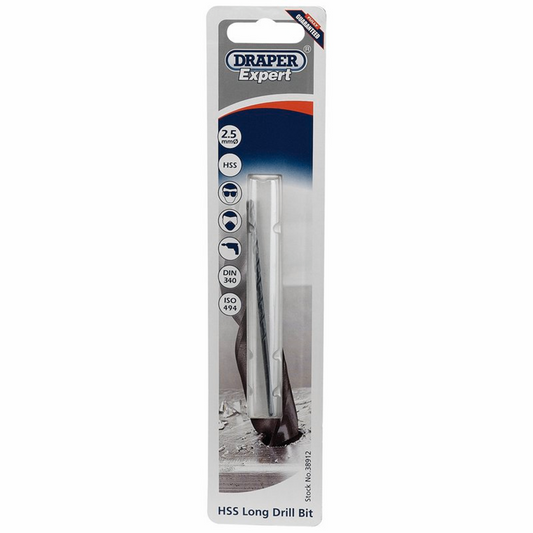 Draper 2.5X100MM L/SERIES DRILL BIT 38912 Metric HSS Long Series Drill Bits