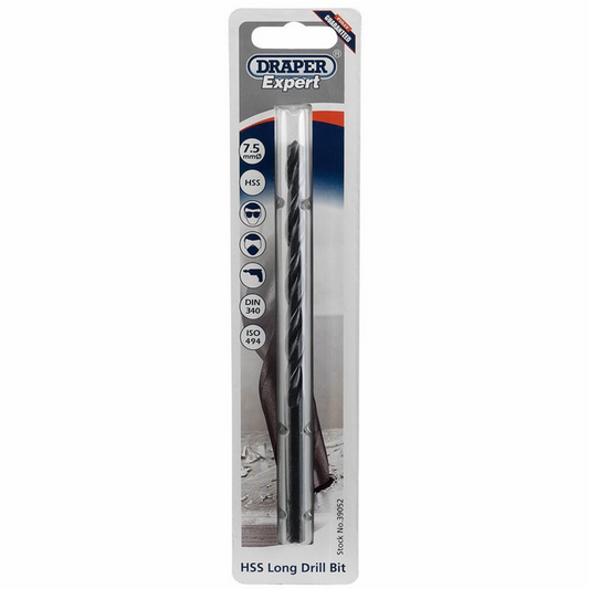 Draper 7.5X157MM L/SERIES DRILL BIT 39052 Metric HSS Long Series Drill Bits