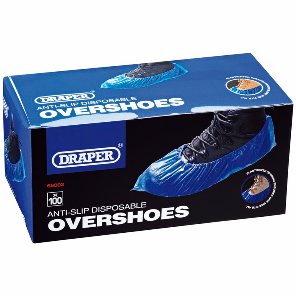 Draper DISPOSABLE OVERSHOES BOX 100 66002 Disposable Overshoe Covers (Box of 100)