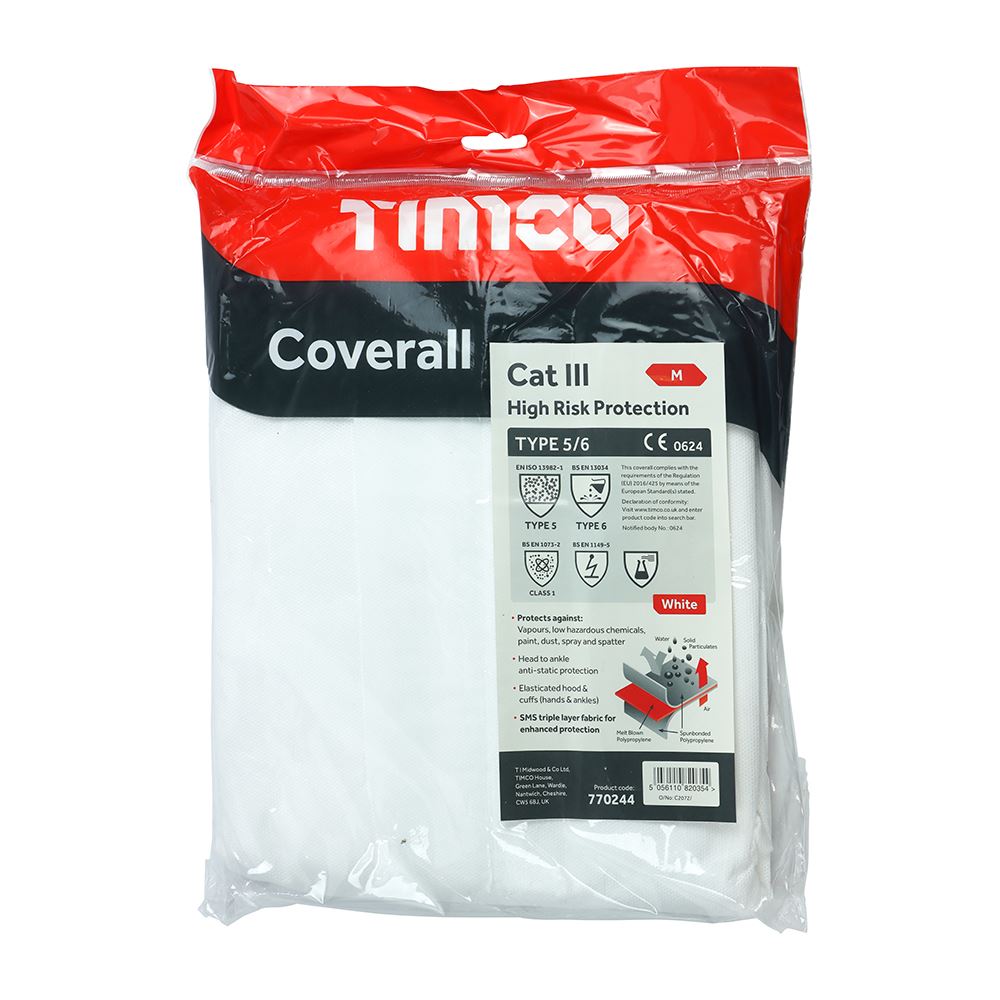 TIMCO Type 5/6 Coverall White Medium Pack 1