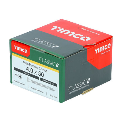 TIMCO Classic Screw PZ2 CSK ZYP 4.0 x 50 Gold Pack 200