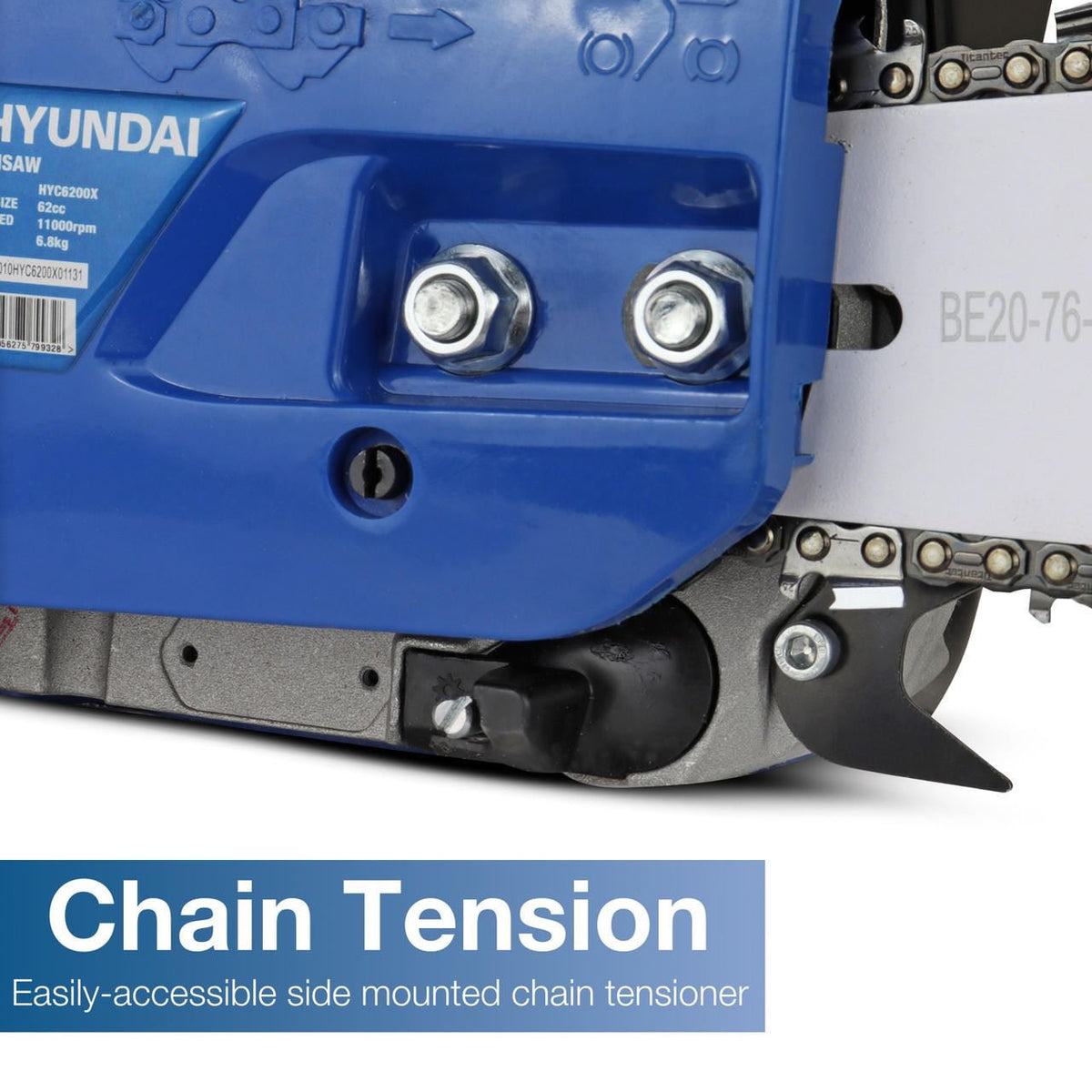 Hyundai HYC6200X Petrol Chainsaw 62cc Easy Start 2-Stroke Garden Saw Tree Log Cutting Garden Saw