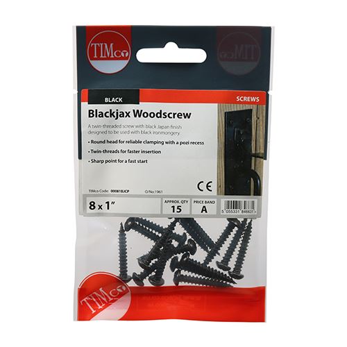 TIMCO Blackjax PZ2 RND 8 x 1 Black Pack 15