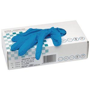 Draper BX 100 SFT BLUE NIT.GLOVES M 30927 Nitrile Gloves, Medium, Blue (Pack of 100)