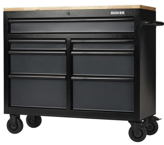 BUNKER  7 Drawer Workbench Roller Tool Cabinet, 41", Grey