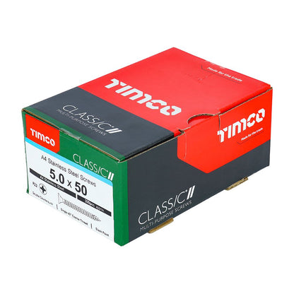 TIMCO Classic Screw PZ2 CSK A4 SS 5.0 x 50 Pack 200