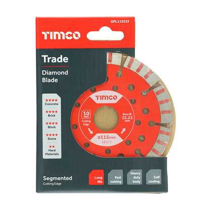 TIMCO Trade Diamond Blade Seg 115 x 22.2 Pack 1