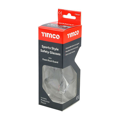 TIMCO Sport Safety Glasses FoamGuard One Size Clear Pack 1