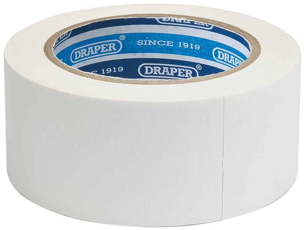 49431 Draper Duct Tape Roll, 30m x 50mm, White TP-DUCT/W/A Tape Rolls Professional Trade DIY Workshop Garage Use
