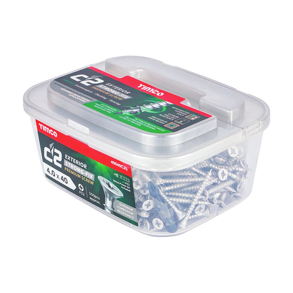 TIMCO C2 Strong-Fix Exterior PZ2 CSK 4.0 x 40 Silver Pack 350