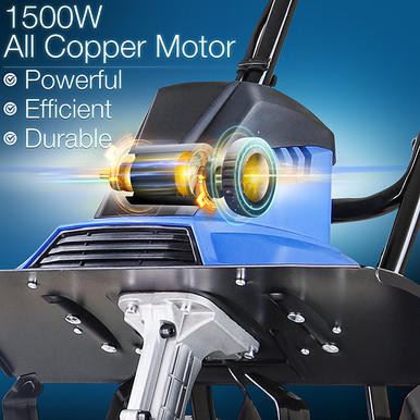 Hyundai HYT1500E Electric Garden Tiller 1500W 45cm Width 22cm Depth 6 Blades 450mm Cultivator Rotavator Soil Cultivator Rotavator