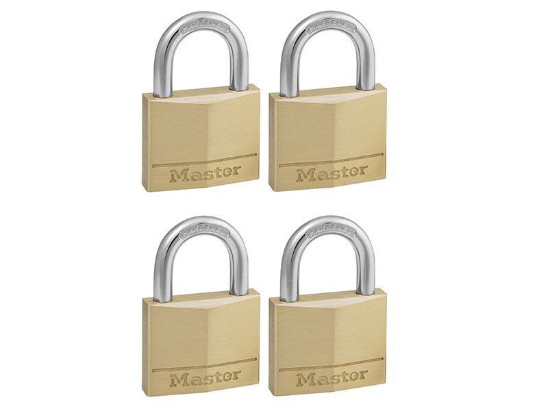 MasterLock 140EURQNOP Solid Brass 40mm Padlock 4-Pin - Keyed Alike x 4