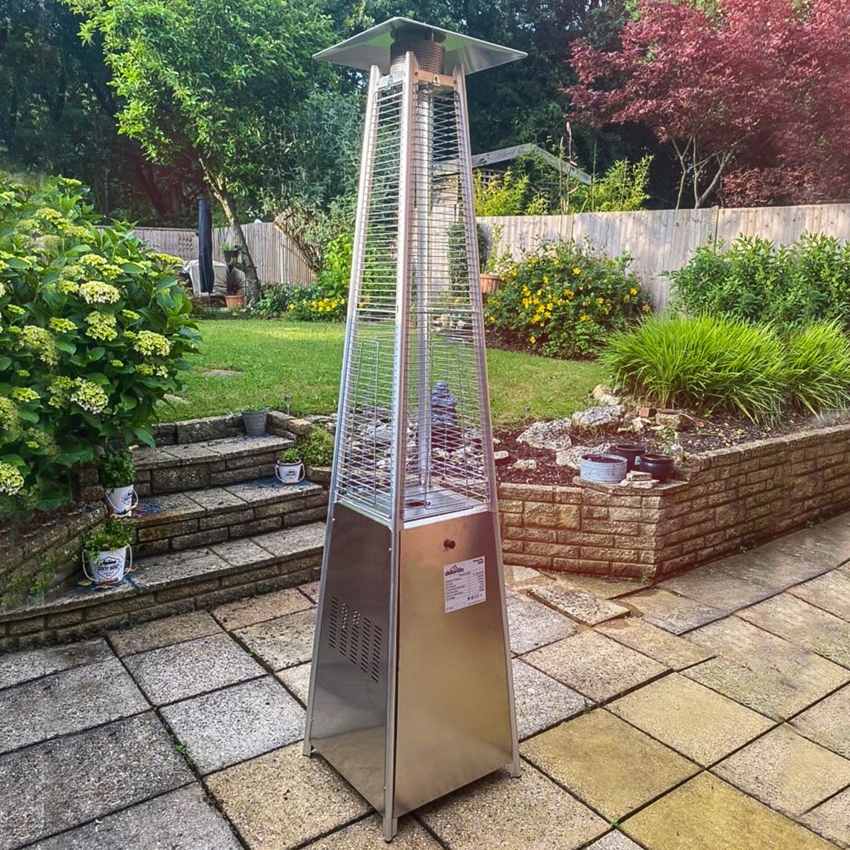 Dellonda DG99 13kW Pyramid Gas Patio Heater 13kW Commercial/Garden Use - Stainless Steel | Tip-Over Switch, Adjustable | Innovative design of Gas