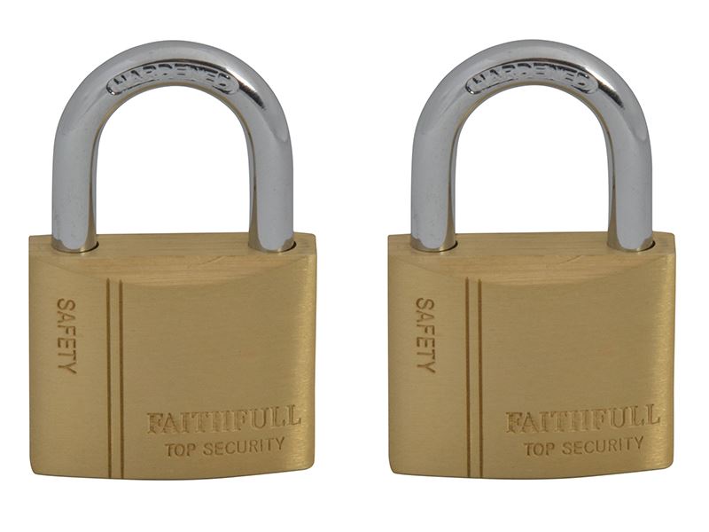 Faithfull FAIPLB40KA Brass Padlock Keyed Alike 2 x 40mm |