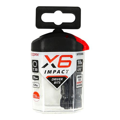 TIMCO X6 Impact TX Drive Driver Bit TX30 x 50 Pack 5