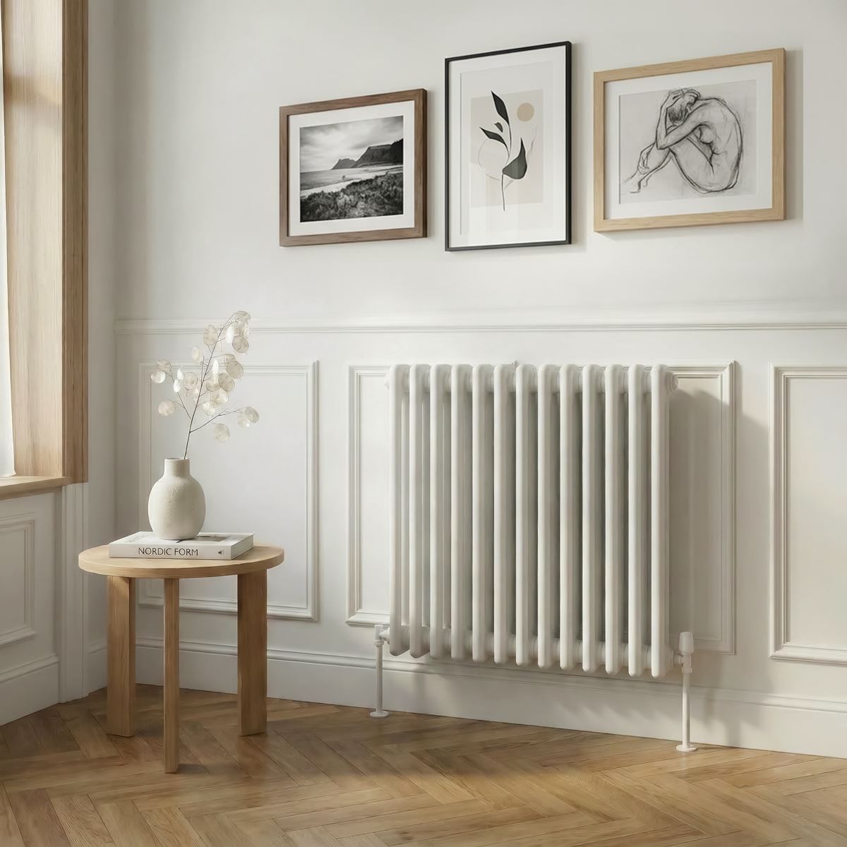 Baridi DH367 Horizontal Traditional 2 Column Radiator 600 x 607mm - White | Steel | Horizontal traditional two column radiator delivers a BTU output