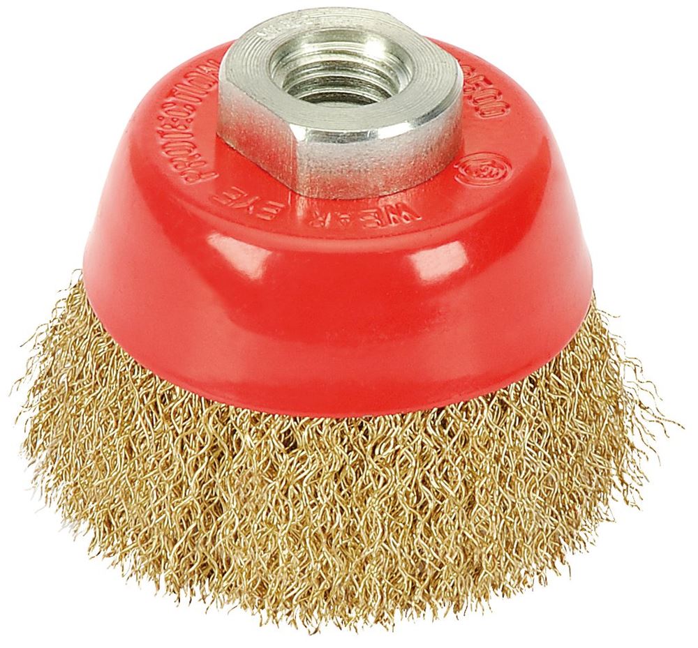 Draper 65MM CRIMPED CUP BRUSH M14 41443 41443 Brassed Steel Crimped Wire Cup Brushes, M14