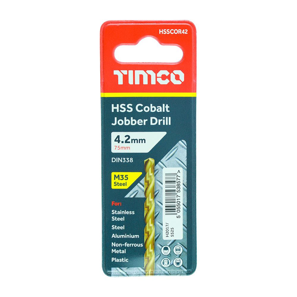 TIMCO HSS-CO Jobber Drill Bit Cobalt 4.2mm Pack 1