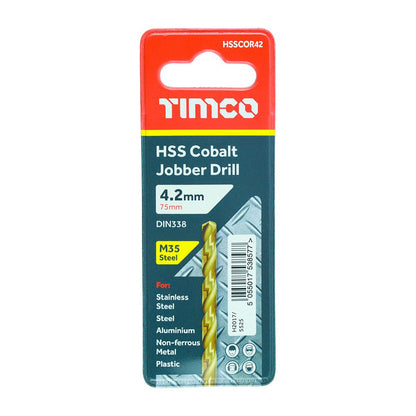 TIMCO HSS-CO Jobber Drill Bit Cobalt 4.2mm Pack 1