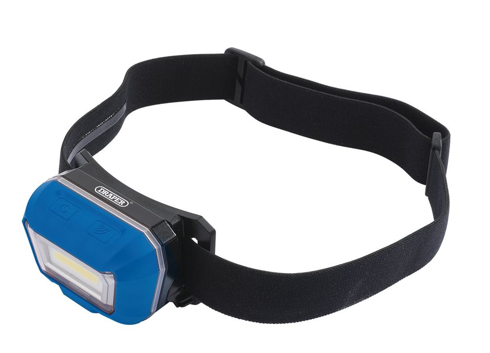 Draper RECHARG.3W HEAD LAMP 54374 Rechargeable COB LED Head Torch, 3W, 300 Lumens